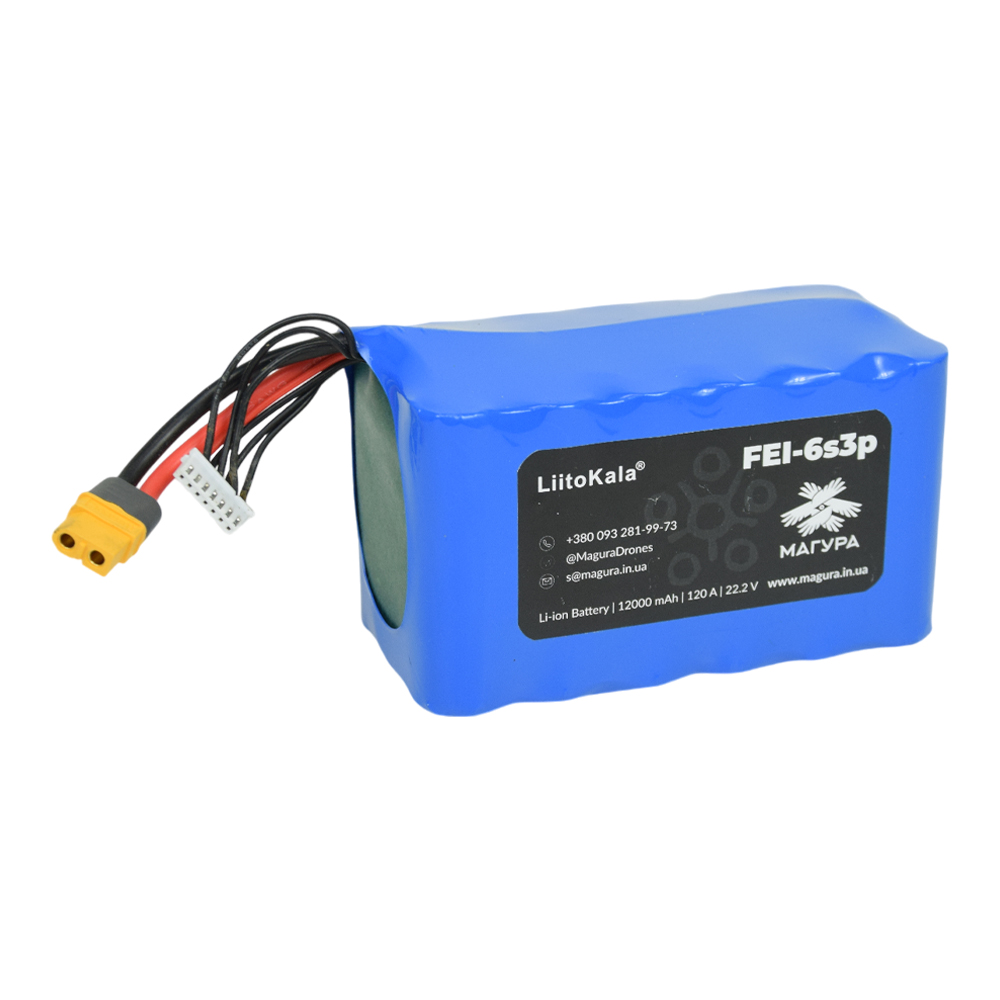 Акумулятор FEi-6S3P 12000 мА·год для FPV-дрона від Магура ВПК